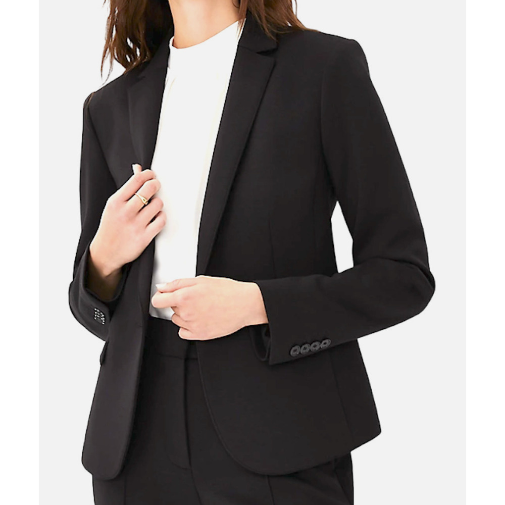 NEW ANN TAYLOR BLACK THE ONE BUTTON DOUBLE KNIT BLAZER JACKET SIZE 12